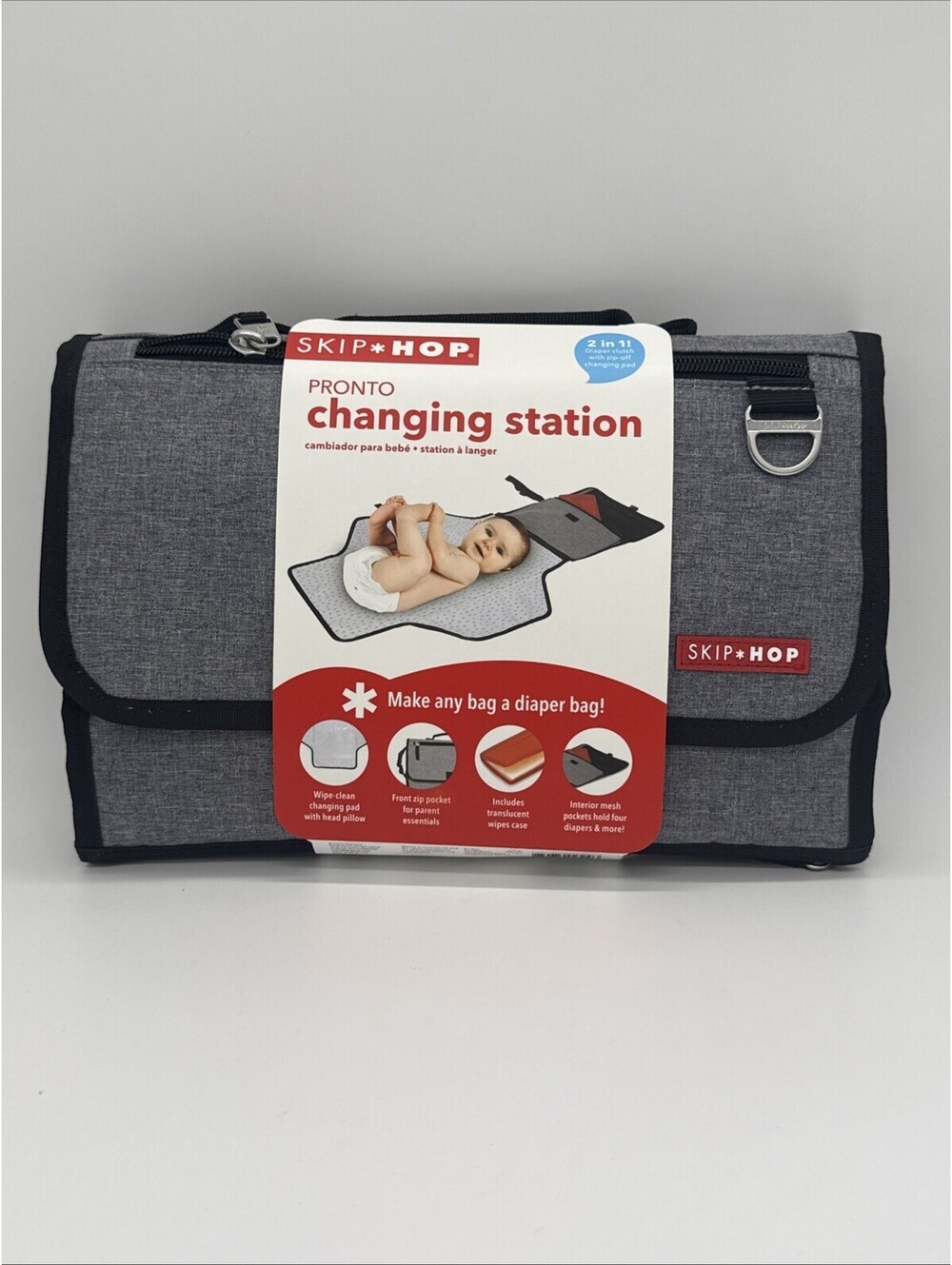 NEW Skip Hop Pronto Signature Baby Changing Station & Diaper Clutch~Gray